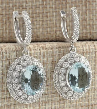 

Best Selling New Sea Blue Earrings Solid Sterling Silver Micro Pave Dangle Earrings