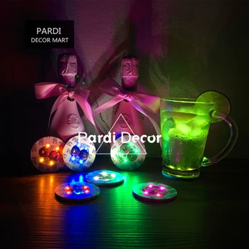 

7 Colors LED bottle sticker Flashing mini bottle glow stickers multi colors led flashing coaster 1pc/lot