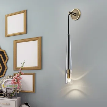 

Nordic wall mounted crystal light mirror led lamp living room led wall lamp aisle modern crystal sconce wall lights bedside lamp