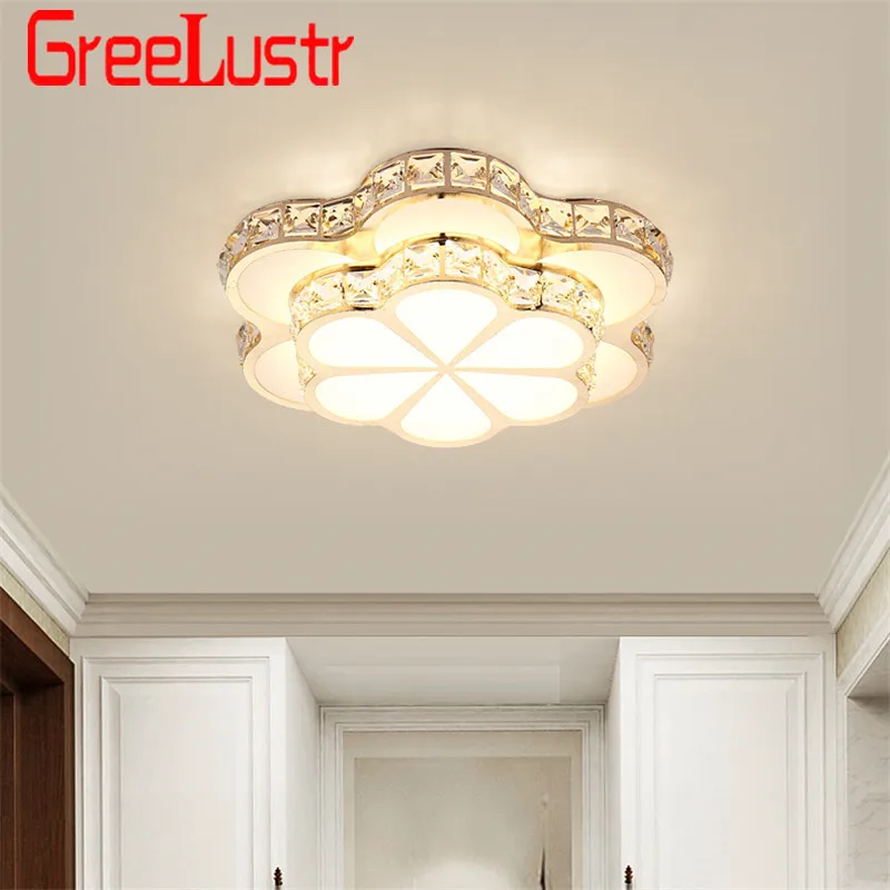 Flower Design Crystal Ceiling Chandelier Lamps Gold Led Plafonnier For Aisle Lustre Corridor Balcon - 32954799650