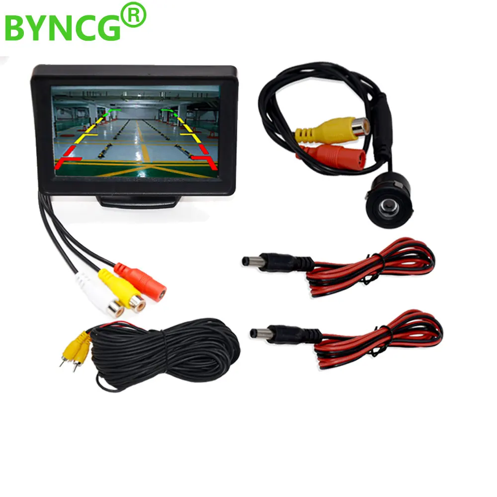 

BYNCG 2In1 Car Parking System Kit 4.3" TFT LCD Color Rearview Display Monitor + Waterproof Reversing Backup Rear View Camera