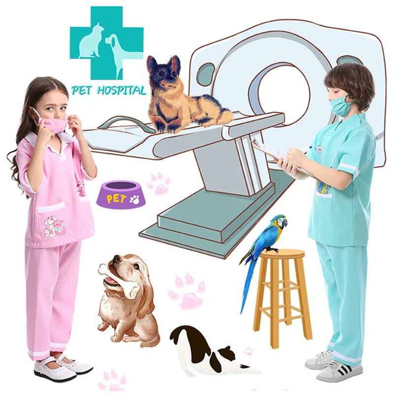 

Kids Vet Doctor Suit Costumes Cosplay For Boys and Girls Kindergarten School Day Halloween Party Game Costume Fancy Dress