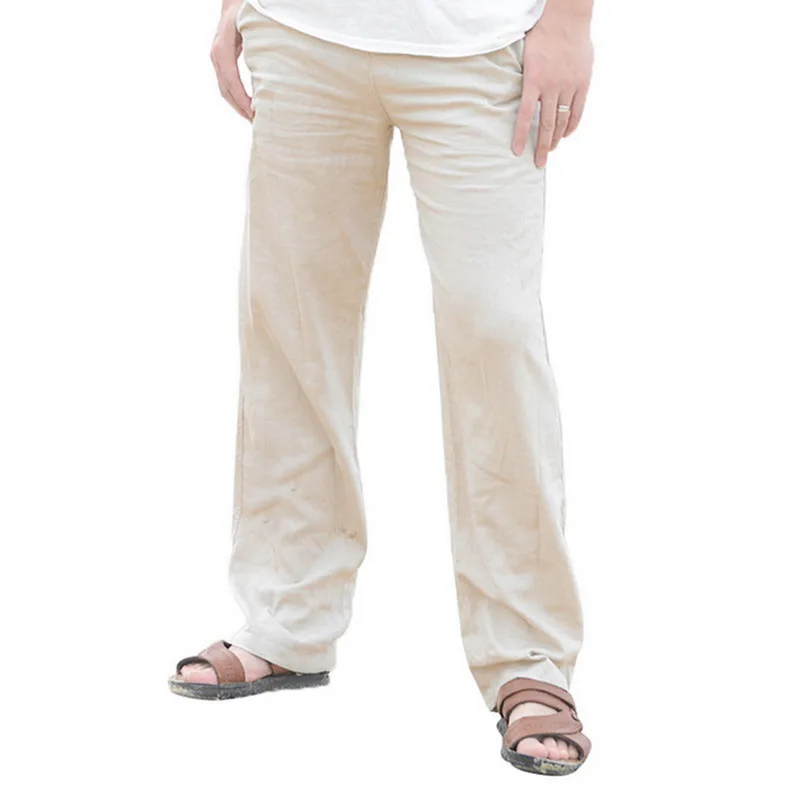 

NIBESSER Men Loose Pants Autumn Fashion Solid Plus Size Streetwear Trousers Casual White Elastic Waist Straight Mens Pants