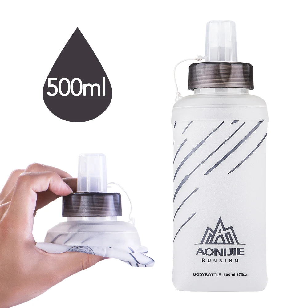 

450Ml / 500Ml Water Bottle Travel Drinking Bottle Soft Folding Flask Bpa Free For Running Hiking Marathon Yoga Sports Camping