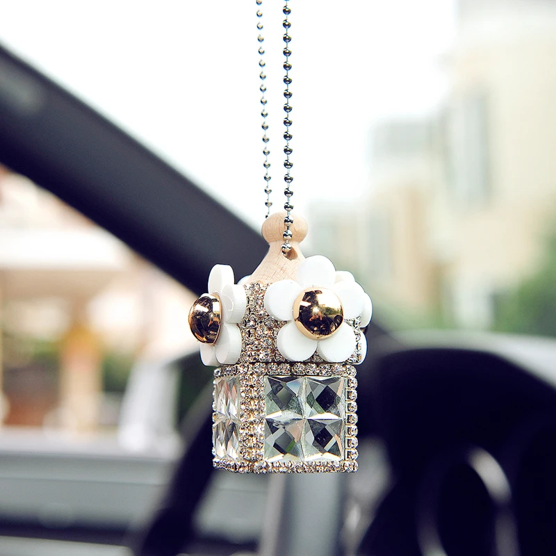 Fashion Crystal Car Rearview Mirror Air Freshener Perfume Diffuser Pendant Room Bathroom Hanging Ornament | Автомобили и