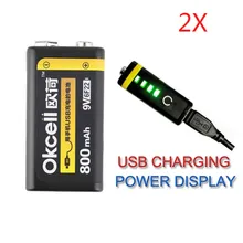 Новые 2 ШТ. OKcell 9 В 800 мАч USB Аккумуляторная Батареи Lipo Для RC Модель Вертолета Микрофон