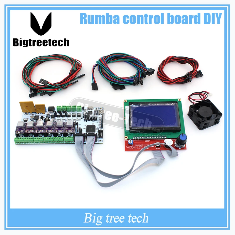 BIQU Rumba control board DIY+LCD 12864 controller display +jumper wire +DRV8825 Stepper motor driver for reprap 3D printer