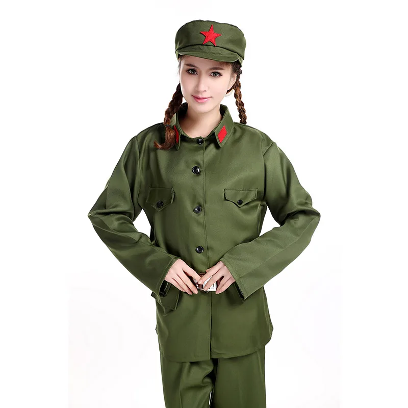 

Red guards green army uniform Red Army Of China performance costume women solider clothing photography military uniform.