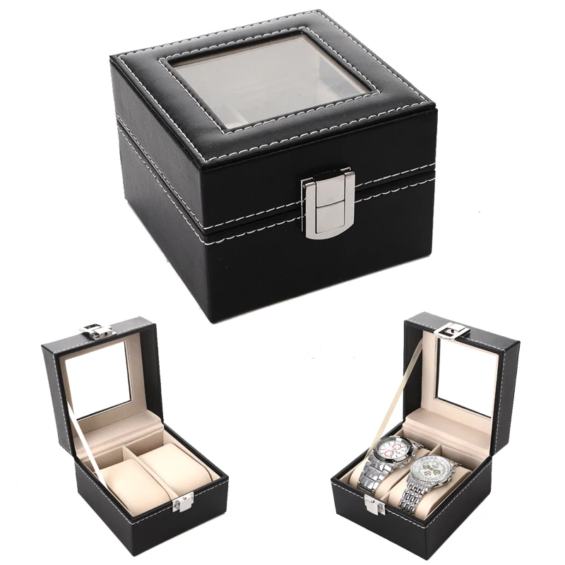 

2019 NEW 2 Grids Handmade Watch Box Clock Box Time Box Watch Case for Watch Holding