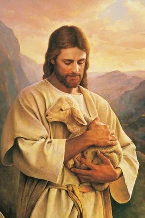 

Special offer- # RELIGIOUS ART- Jesus the Shepherd carrying a Lost Sheep oil painting -- HAND PAINTED ART --free shipping cost
