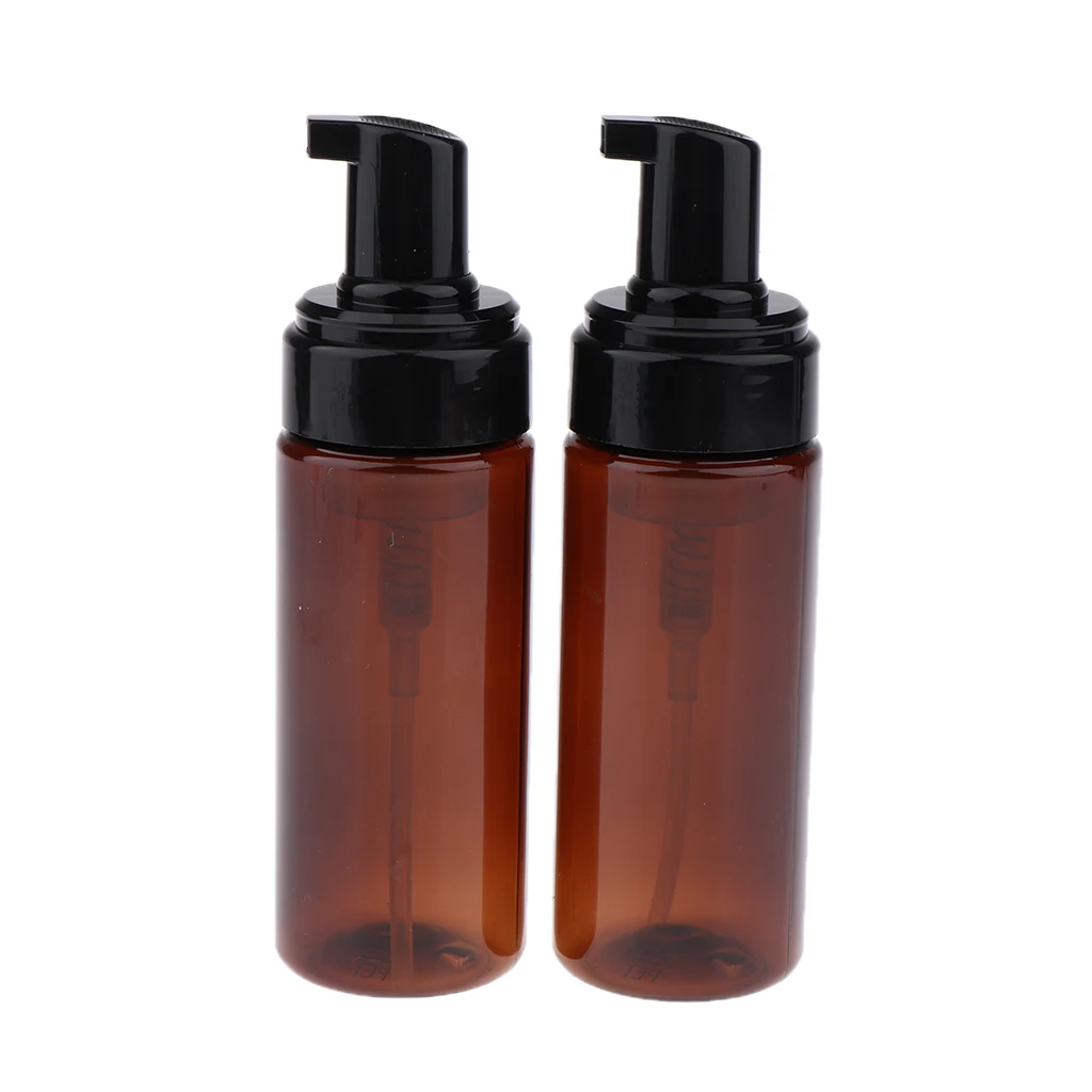 2pcs Foaming Soap Dispenser Amber Bottle Makeup Cosmetic Pump Bottles 150ml Brown