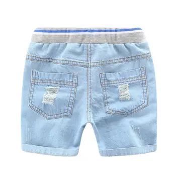 Kid Boy Fashion Mid Waist Holes Jeans Shorts Summer Fashion Denim Shorts Solid Kids Pants 5