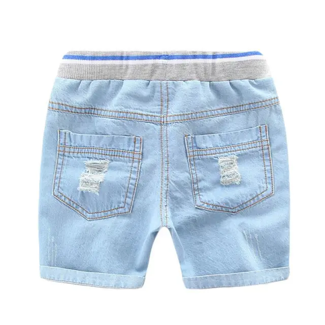 Kid Boy Fashion Mid Waist Holes Jeans Shorts Summer Fashion Denim Shorts Solid Kids Pants 5