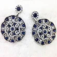 2016 New Big Crystal Luxury Jewelry Dangle Earrings Fashion Jewelry Drop Earrings Vintage Brand Statement Earrings For Women
