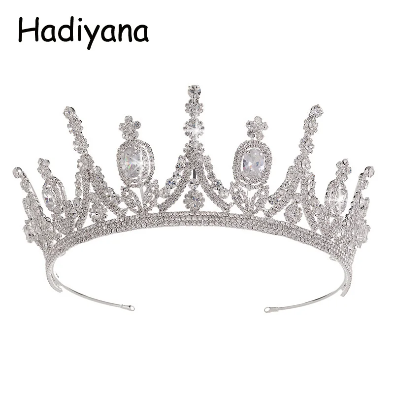 

Hadiyana New Bridal Crowns Tiaras AAA CZ Rhinestone shining Sliver Or gold Plating Tiarass Wedding dress wearing crown HG6048