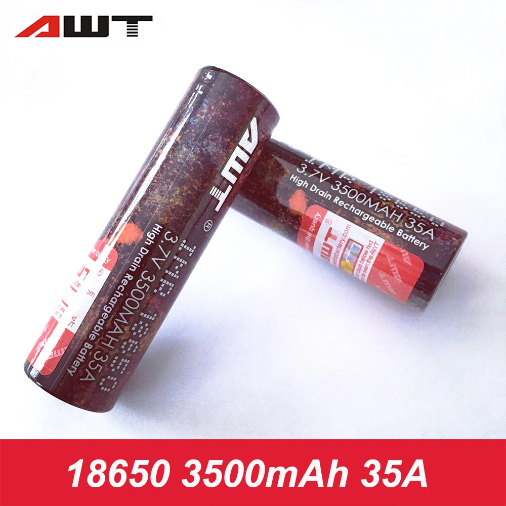 

AWT 18650 35A 3500mAh Rechargeable Battery E Cigarette Battery for SMOK Alien X Priv Vape Mod Vaporizer VS VTC4 VCT5 VCT6 W036