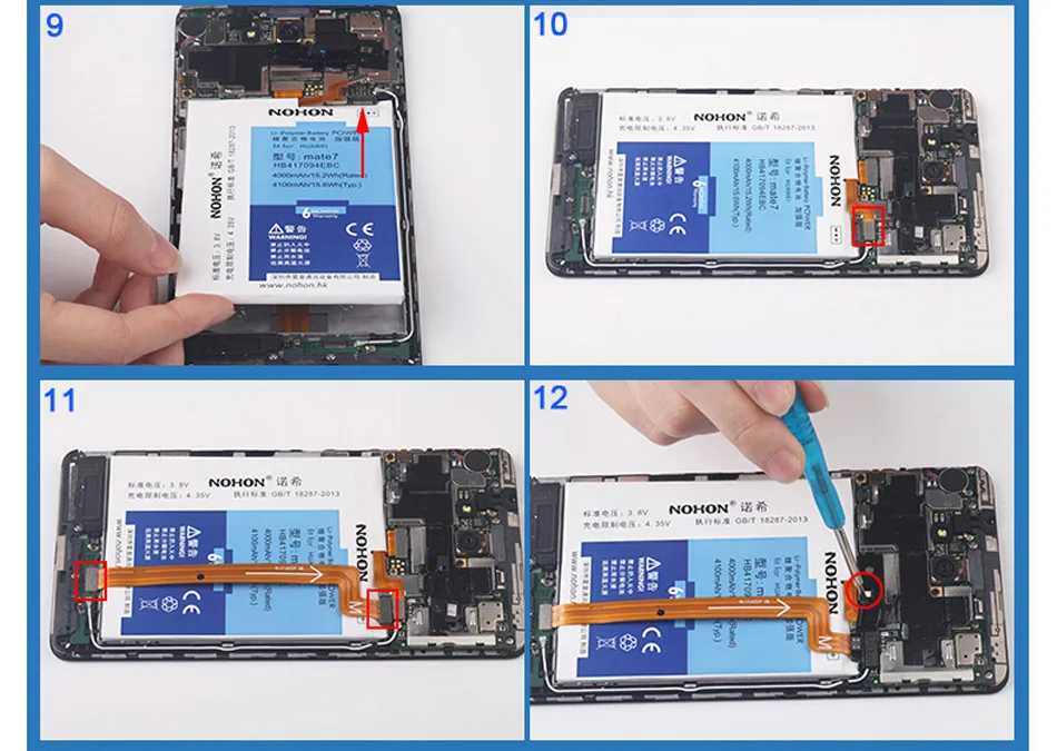 Оригинальный NOHON 4100 мАч батарея для Huawei mate 7 mate 7 HB417094EBC Высокая емкость литий-полимерный Сменный аккумулятор для mate 7