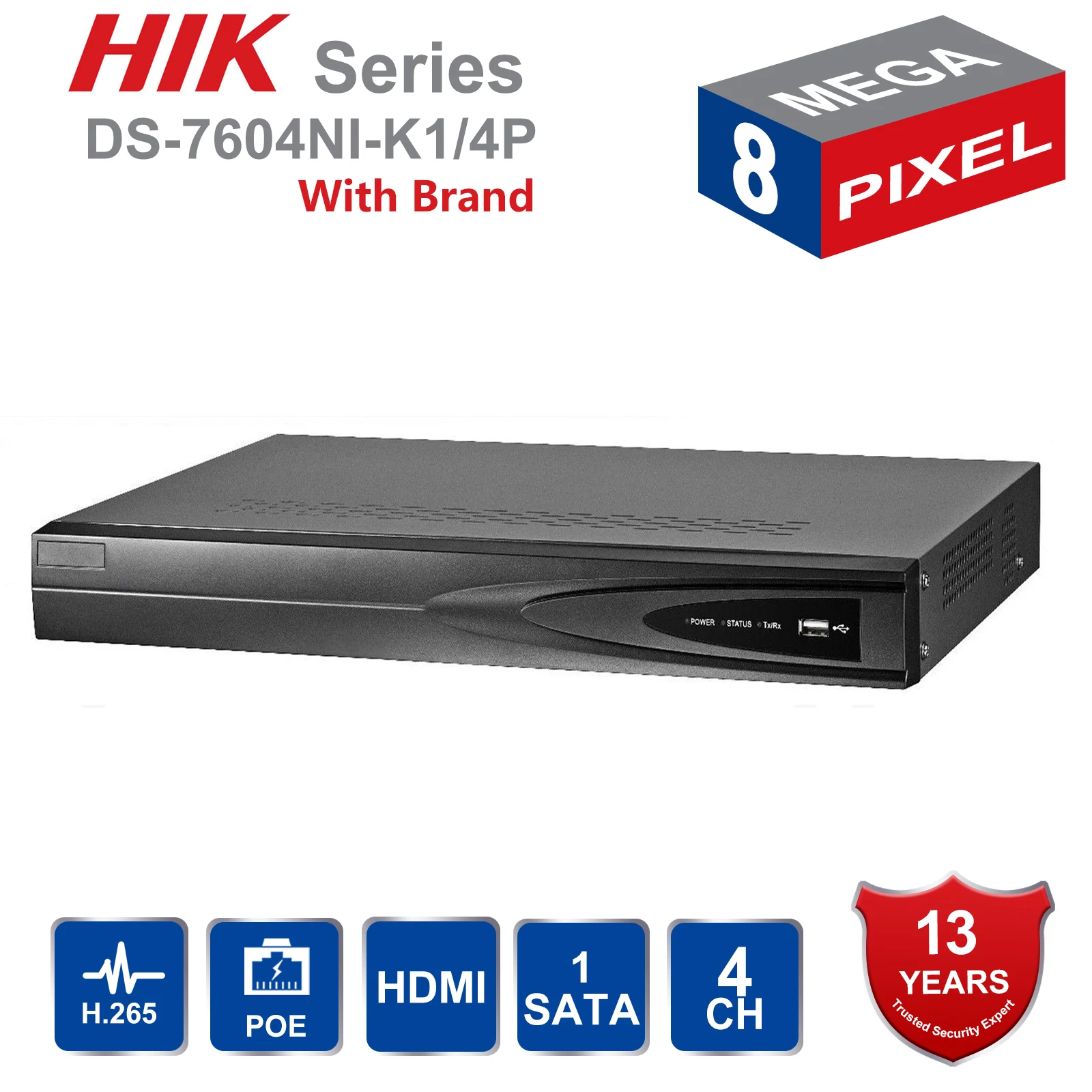 Hik оригинальный английский 4CH PoE NVR DS 7604NI K1/4 P 4 канальный встроенный Plug Play 4K с
