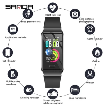 

SANDA X9 Women Physiological Reminder New Smart 12 languages Digital Russian Reminder Heart Rate Watches Calorie Step Wristwatch