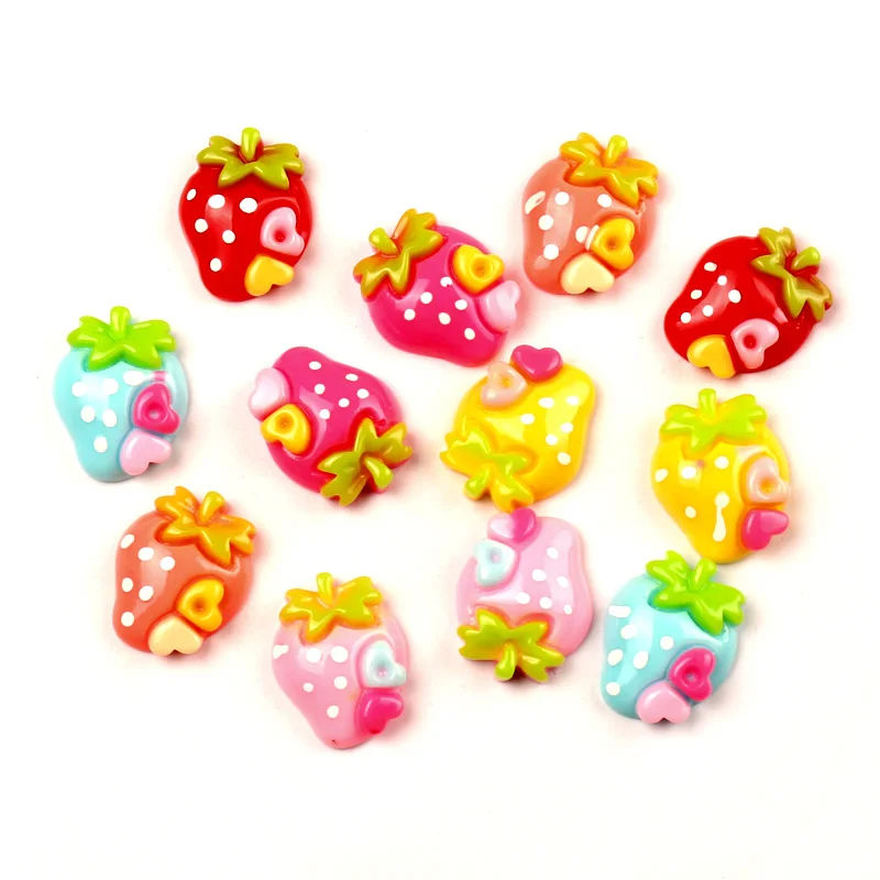 

LF 50Pcs Resin Strawberry 20mm Decoration Crafts Flatback Cabochon Embellishments For Scrapbooking Kawaii Cute Diy Accessories