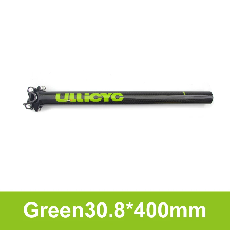 Ullicyc труба из углеродистого волокна 3K полностью карбоновый Подседельный штырь Красочный Горный/Шоссейный велосипед Подседельный штырь 27,2/30,8/31,6/33,9/34,9*350/400 мм - Цвет: Green 30.8x400mm