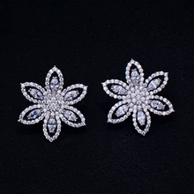 GODKI Brand New hot Fashion Popular Luxury Crystal Zircon Stud Earrings Flower earrings jewelry for women