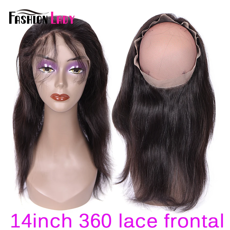Fashion Lady 3 Bundles Brazilian Straight Human Hair Bundles With 360 Lace Frontal Clousre 100% Remy Human Hair Weave