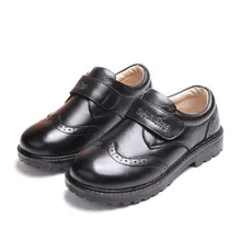 Новая детская черная обувь из натуральной кожи в школьном стиле для мальчиков, Повседневная модная обувь на весну-осень, детская обувь для малышей 02B