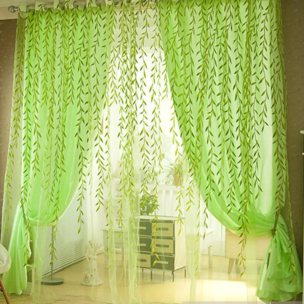 

Floral Print Tulle Curtains for Bedroom Living Room Decor Pastoral Style Window Screen Balcony Curtains Decoration