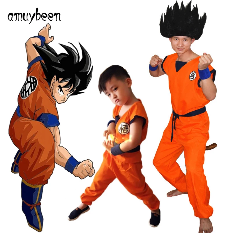 

Amuybeen Boys Clothing Sets Kids Adult Dragon Ball Z Son Goku roleplay Costume Shirt+Pant+Belt+Wristband+Tail Children Full Suit