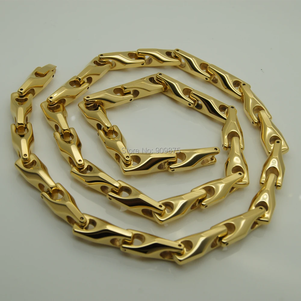 vary length 14''-40''  8mm width  unique gold plating classic design bike chain men  hi-tech  tungsten necklaces & pendants