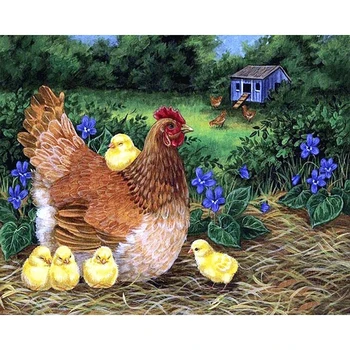 

DIY 5D Full Diamond Painting Cross Stitch chick family Diamond Embroidery Needlework Patterns Rhinestone kits