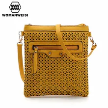 2016 Creative Design PU Leather Hollow Out Flower Women Messenger Bags Famous Brand Women Shoulder Bags Female Crossbody Bolsos