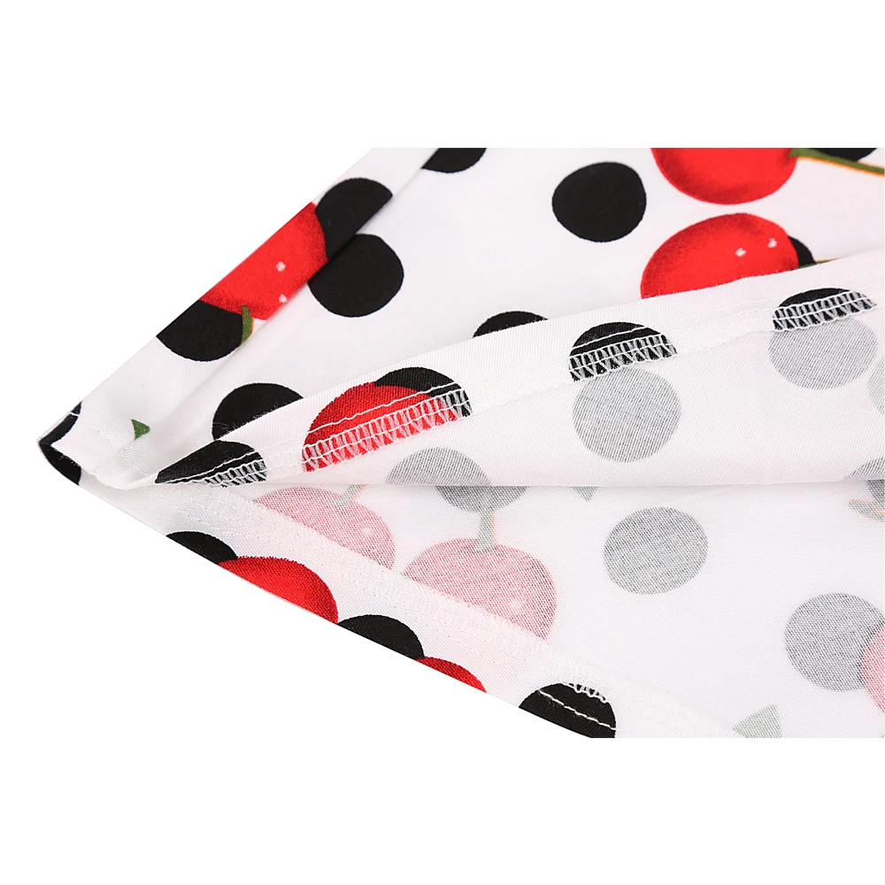 Polka Dots Women Cherry Skirts 2018 High Waist Midi Cotton Big Swing Women's Summer Pleated 50s 60s Audrey Hepburn Vintage Skirt Skirts