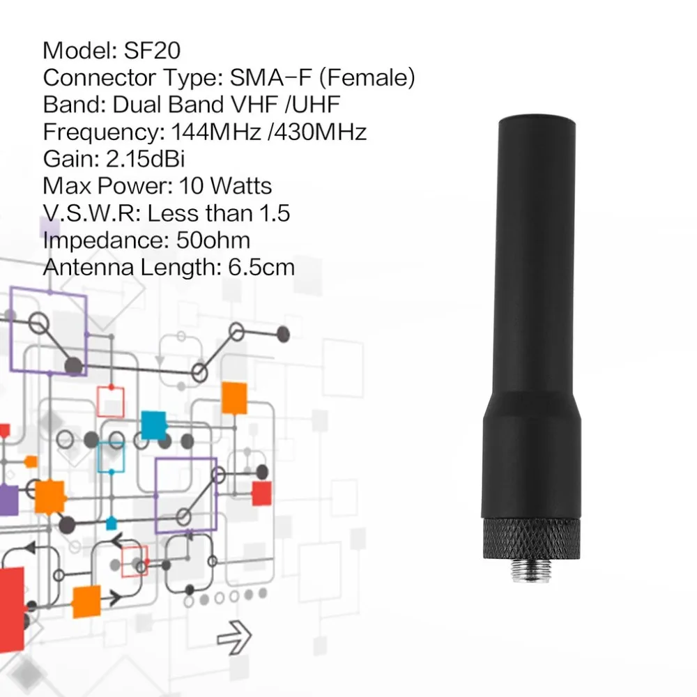 

1PC Mini SMA-F Female Dual Band Soft Antenna SF20 for BAOFENG Walkie Talkie UV-5R Plus UV-5RE Plus UV5RC UV-82 UVB5 UVB6