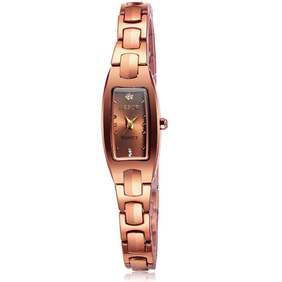 AESOP Women Watch Top Brand Luxury Waterproof Ladies Quartz Watch Stainless steel gold Watch Bracelet Women Watch - Цвет: Rose gold