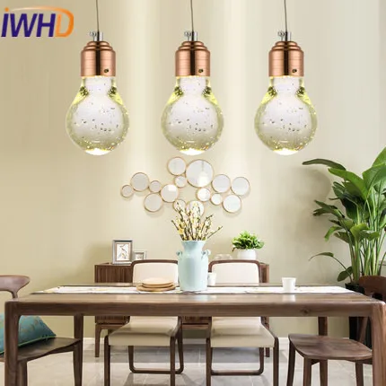 Iwhd cristal iluminacion led colgante lámpara dormitorio de la manera moderna Lámparas colgantes simple cocina restaurante luminaria suspendu