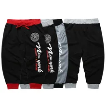 Мужские укороченные брюки с эластичной резинкой на талии, с хвостовиком, брюки-Капри с кулиской, бермуды, брюки три четверти, спортивные повседневные брюки