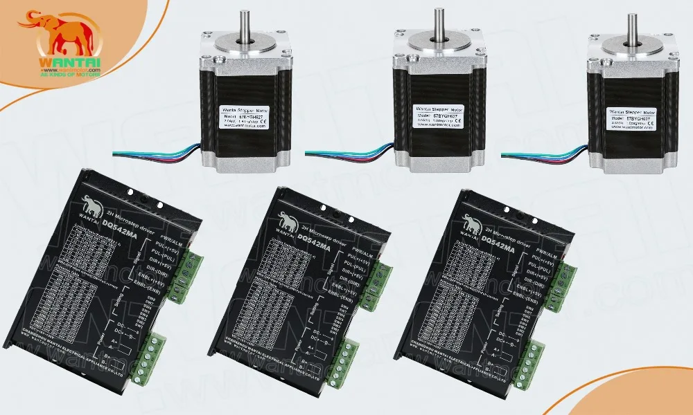 Доставка по всему миру! 3 оси nema шаговый двигатель 23 с 280oz-in 57BYGH627 CNC гравер Wantai 3D 3.0A