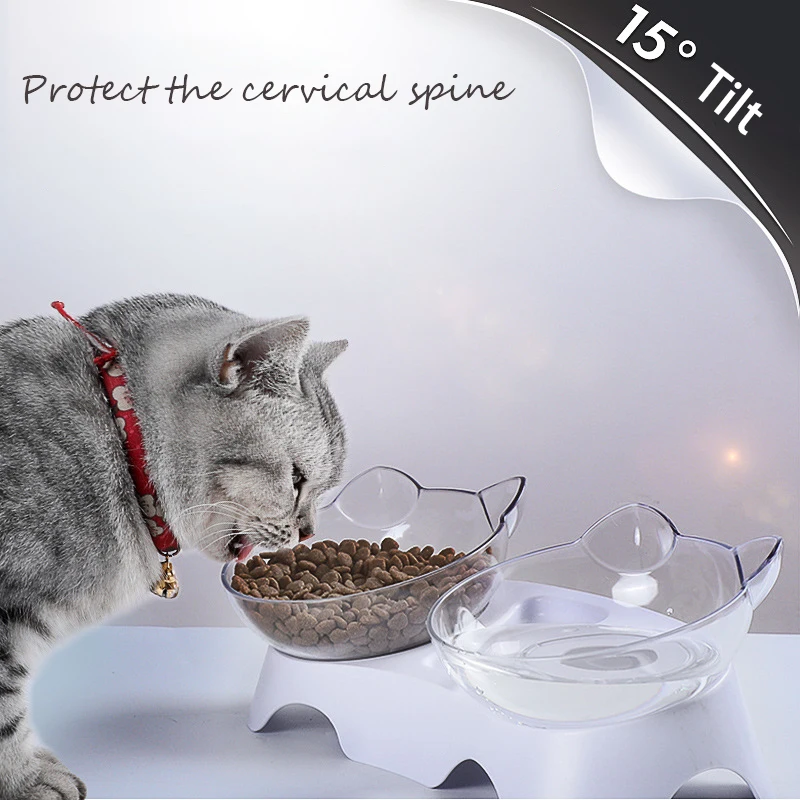 Двойные миски для кошек с приподнятой подставкой, миска для корма и воды для домашних животных, нетоксичная устойчивая к коррозии прочная миска для домашних животных