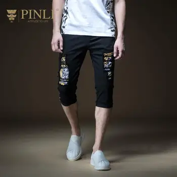 

2018 Zipper Fly Light Slim Jeans Men Pinli Summer Hot New Men's Decoration Body Hole Printed Small Foot 7 Minutes B192116511
