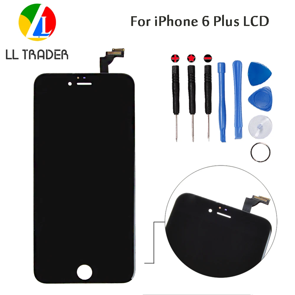 

LL TRADER Pantalla LCD For iPhone6 Plus 5.5'' Display Touch Screen Replacement Oled Black Digitizer 6 Plus Assembly+Frame+Tools