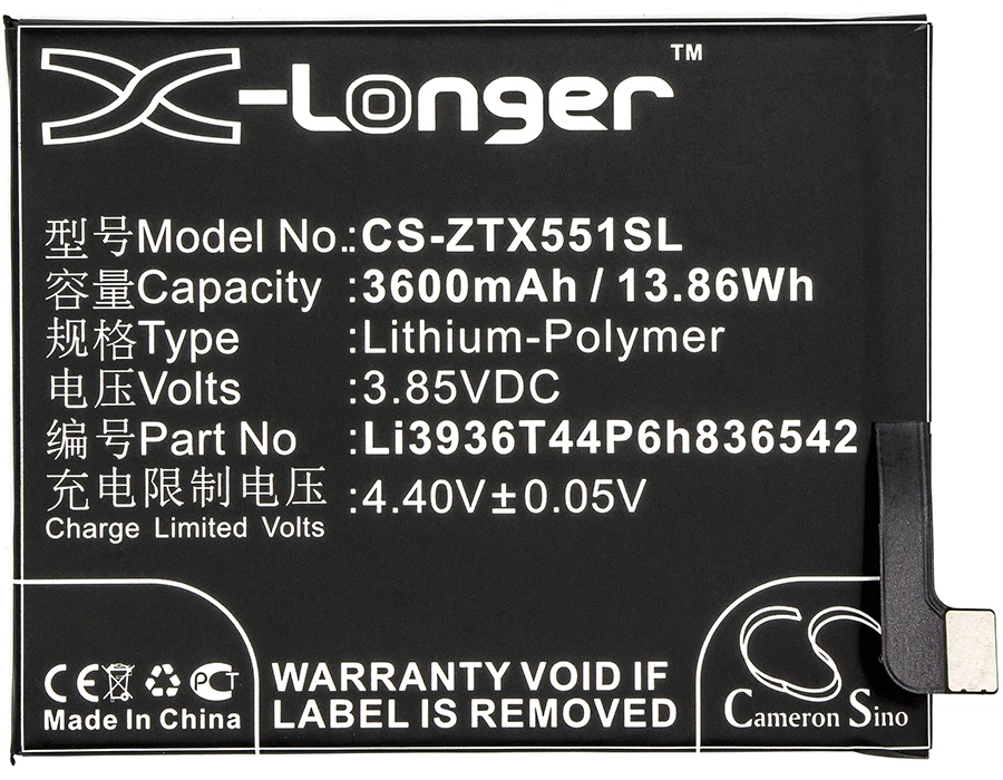 Cameron Sino 3600 мАч аккумулятор Li3936T44P6h836542 для ZTE/Nubia M2 Nubia Dual SIM SIM|cameron sino|battery for ztebattery |