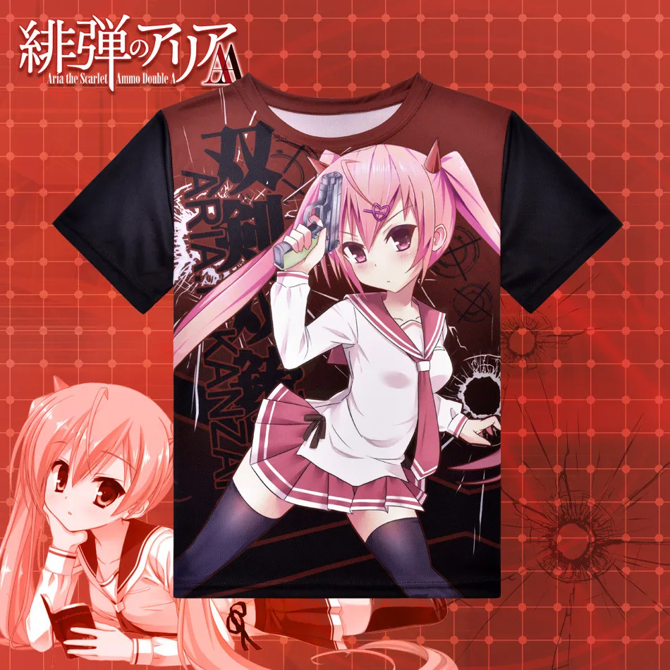 

Japanese Anime Aria the Scarlet Ammo T-shirt Polyester T Shirt Summer Active Animation Men Women Clothes