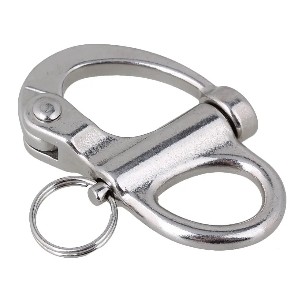 316 Stainless Steel 70mm Fixed Snap Anchor Shackle Rigging Silver Fixed Eye Bail with Eye Ring for Sailboat Set of 1