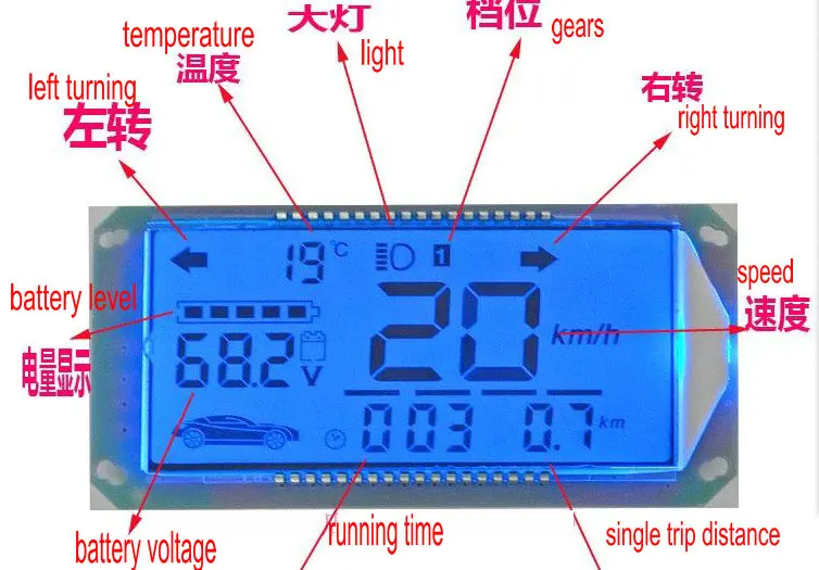 Best electric scooter bike LCD display board 36v48v60v72v FOR YADI XUNYING pedal scooter diy parts speed battery level indicator 4