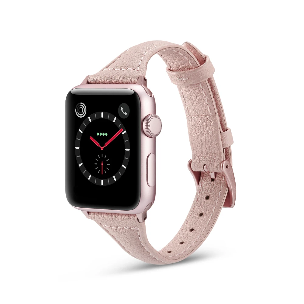 Высококачественная кожаная Петля для iWatch 4 5 40 мм 44 мм спортивный ремешок для Apple watch 42 мм 38 мм Серия 1 и 2 и 3 и 4 браслет для часов - Цвет ремешка: Розовый