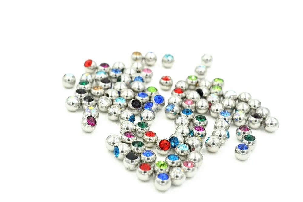 

Free shippment 100pcs/lot Crystal Gems Ball Replacement Body piercing jewelry For Lip/Eyebrow/Tongue/Navel Piercing