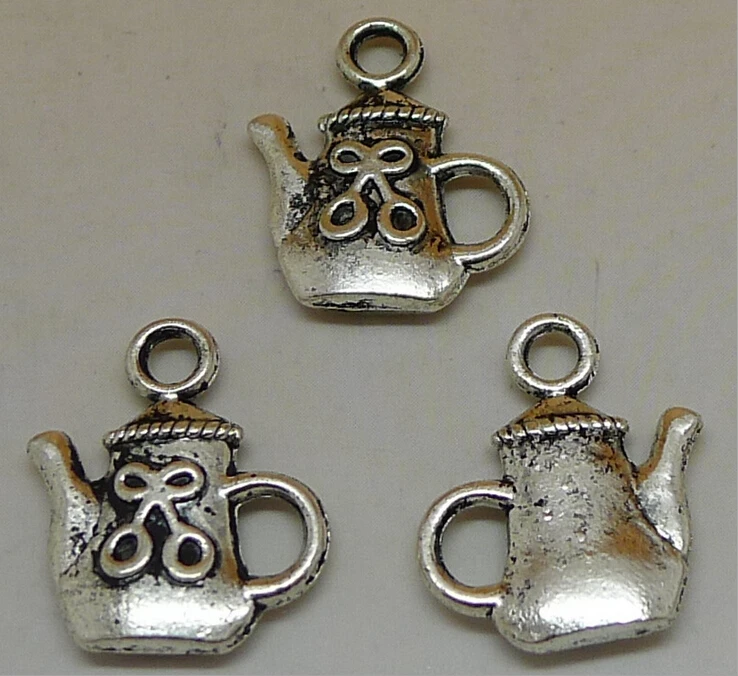 76pcs Antique Silver Tone Base Metal (Alloy) Charms Pendants Connectors Findings - Kettle 15x13mm | Украшения и аксессуары
