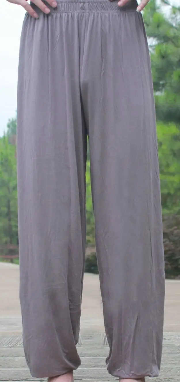 8 цветов унисекс Тай Чи, боевые искусства шаолин крыло chun кунг-фу Чистый хлопок дышащие брюки бег блумеры для упражнений пот брюки - Цвет: gray